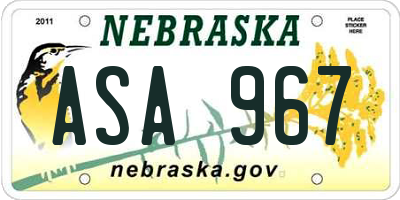 NE license plate ASA967