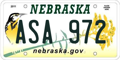 NE license plate ASA972