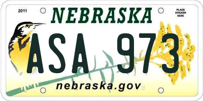NE license plate ASA973
