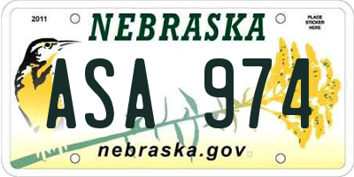 NE license plate ASA974