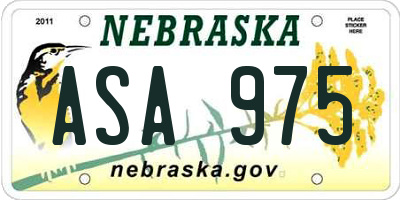 NE license plate ASA975