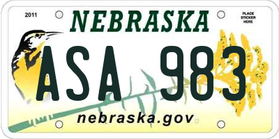 NE license plate ASA983