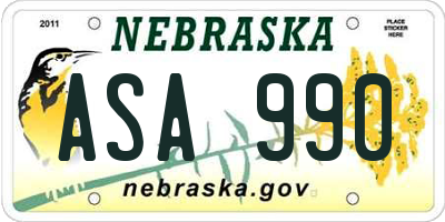 NE license plate ASA990