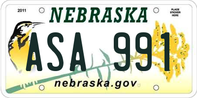 NE license plate ASA991