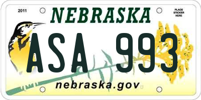 NE license plate ASA993