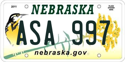 NE license plate ASA997
