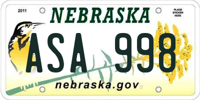 NE license plate ASA998