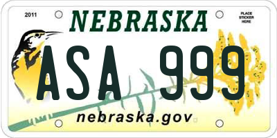 NE license plate ASA999