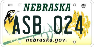 NE license plate ASB024