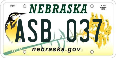 NE license plate ASB037