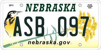 NE license plate ASB097
