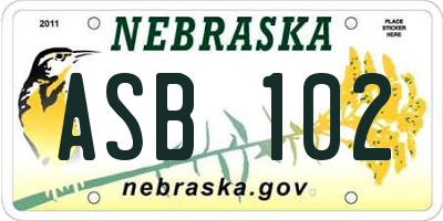NE license plate ASB102