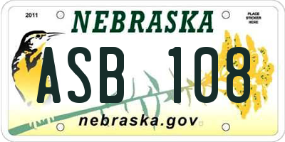 NE license plate ASB108