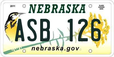 NE license plate ASB126