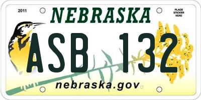 NE license plate ASB132