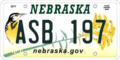 NE license plate ASB197