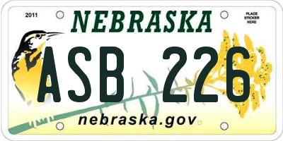 NE license plate ASB226