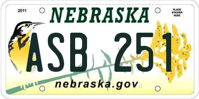 NE license plate ASB251