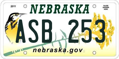 NE license plate ASB253