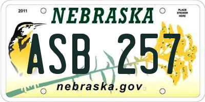 NE license plate ASB257