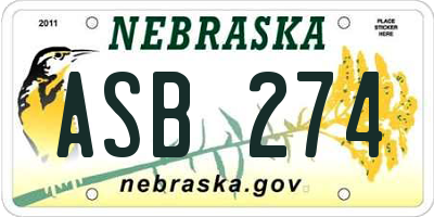 NE license plate ASB274