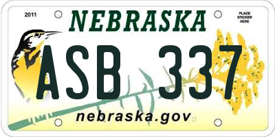 NE license plate ASB337
