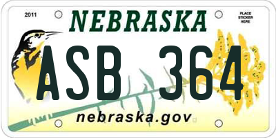 NE license plate ASB364