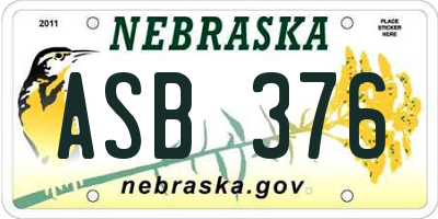 NE license plate ASB376