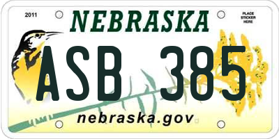 NE license plate ASB385