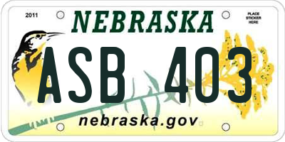 NE license plate ASB403