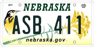 NE license plate ASB411