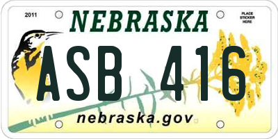 NE license plate ASB416