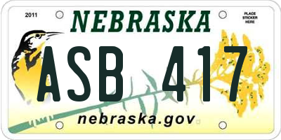 NE license plate ASB417