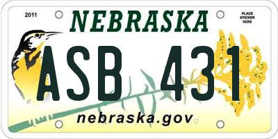 NE license plate ASB431