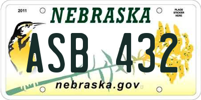 NE license plate ASB432