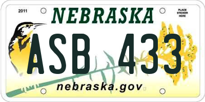 NE license plate ASB433