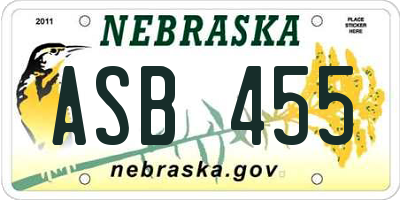 NE license plate ASB455