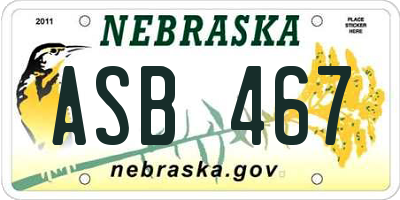 NE license plate ASB467