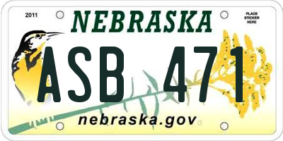 NE license plate ASB471