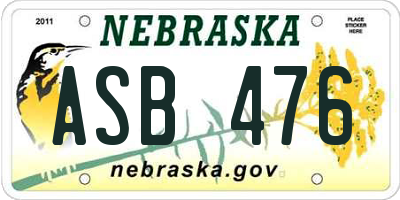 NE license plate ASB476