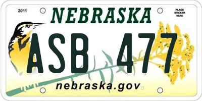 NE license plate ASB477