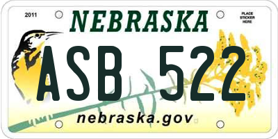 NE license plate ASB522