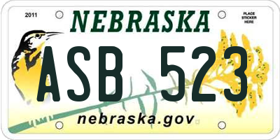 NE license plate ASB523