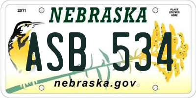 NE license plate ASB534