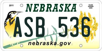 NE license plate ASB536