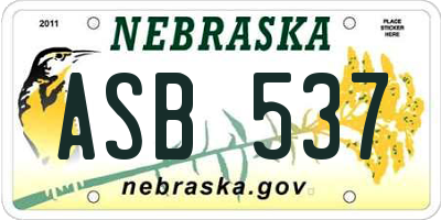 NE license plate ASB537