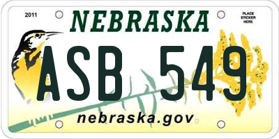 NE license plate ASB549