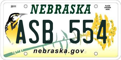 NE license plate ASB554