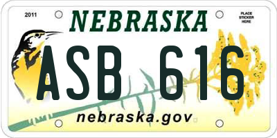 NE license plate ASB616