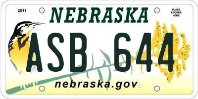 NE license plate ASB644